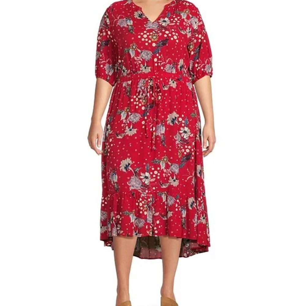 Westbound Vibrant Red Floral Midi Dress